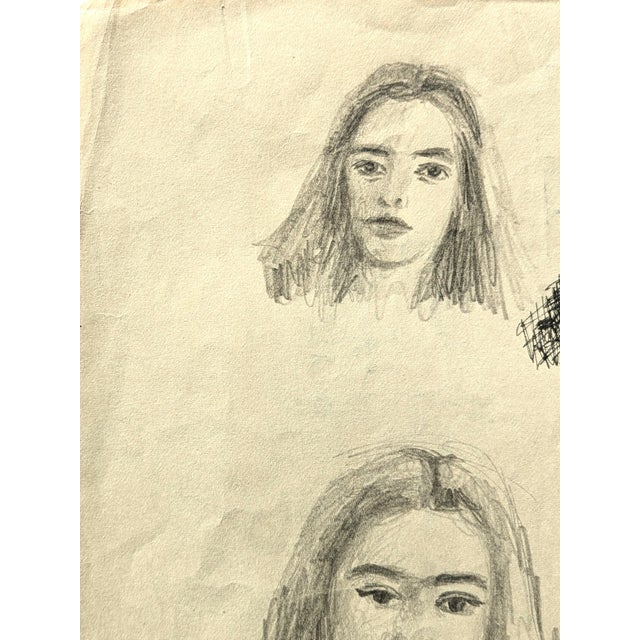 Mid 20th Century David Adickes Double Sided Early Modern Black & White Figurative Pencil Drawing Study of Doris, Mid 20th Century For Sale - Image 5 of 11
