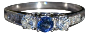 The Rainsville: Ladies 14K Sapphire and Diamond Trilogy Engagement Ring