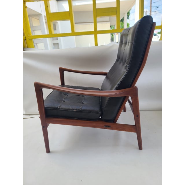 OPE, Sweden Orenas Teak Leather Lounge Chair Ib Kofod Larsen For Sale - Image 4 of 17