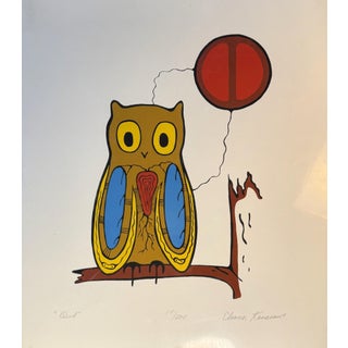 "Owl" - 1970s Eleanor Kanasawe Signed Art Print For Sale
