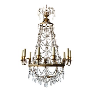 Antique French Neoclassical Crystal Beaded Chandelier For Sale