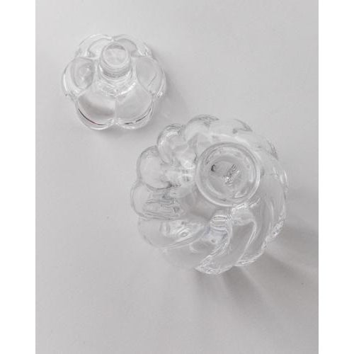 Vintage Curved Hand-Blown Murano Glass Perfume Bottle with Floral Stopper, 1950s For Sale - Image 4 of 11