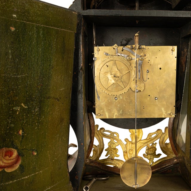 Antique 18th Century French Louis XV Painted & Ormolu Vernis Martin Cartel Clock 1750 For Sale - Image 15 of 18