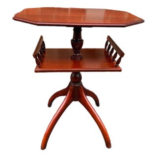 Vintage English Regency Style Mahogany Spider Leg Two Tier Side Table For Sale