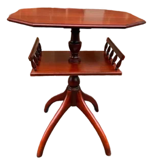 Vintage English Regency Style Mahogany Spider Leg Two Tier Side Table