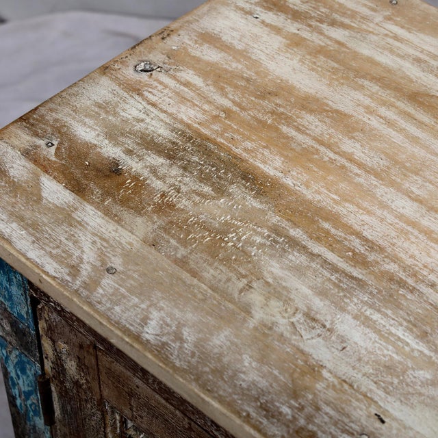 Indian Nightstand Made From Antique Indian Teakwood Architectural Elements For Sale - Image 3 of 8