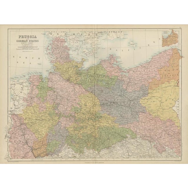 Antique Map of Prussia and the German States, 1870 For Sale - Image 9 of 9