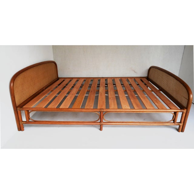 1970s Double Bed in Rattan and Vienna Straw by Gervasoni, 1970s For Sale - Image 5 of 8