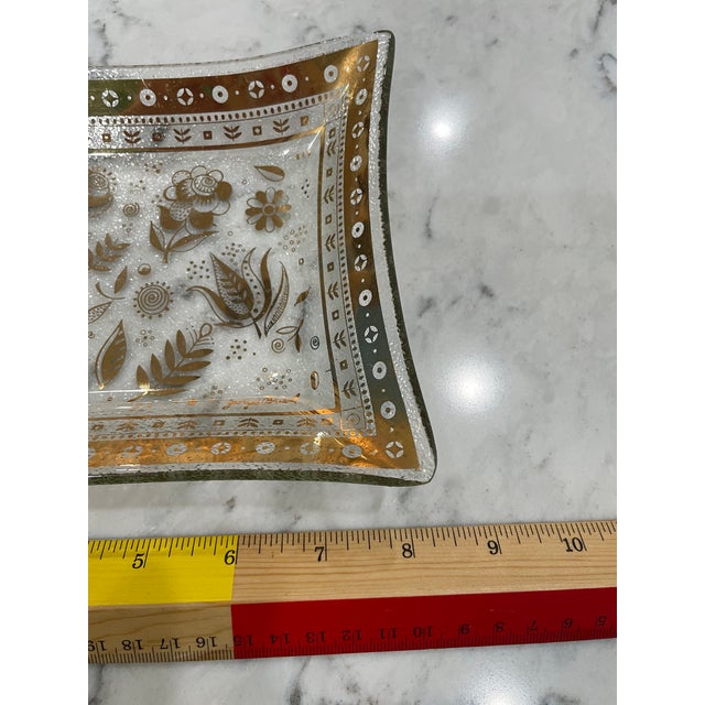 1950s Mid-Century Modern Georges Briard Pebbled, Rectangular Dish With Gilded Persian Garden Motif For Sale In Atlanta - Image 6 of 10