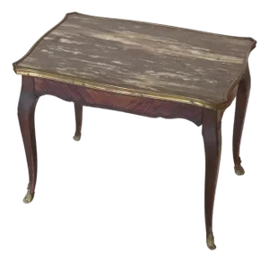 Antique French Louis XV Kingwood Rouge Marble Top Low Table C1900