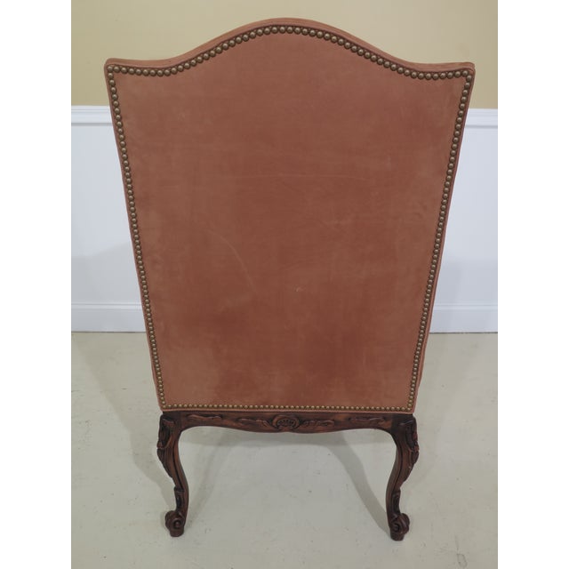 Brown Hancock & Moore Suede Leather French Open Arm Chairs- A Pair For Sale - Image 8 of 10