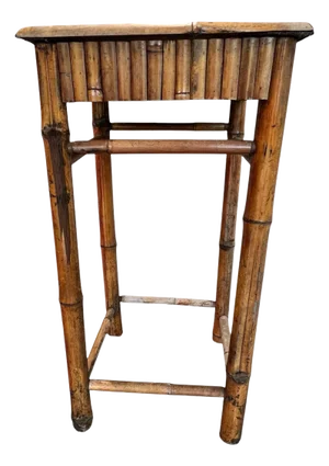 Vintage Bamboo Weather Worn Tall Drink Table