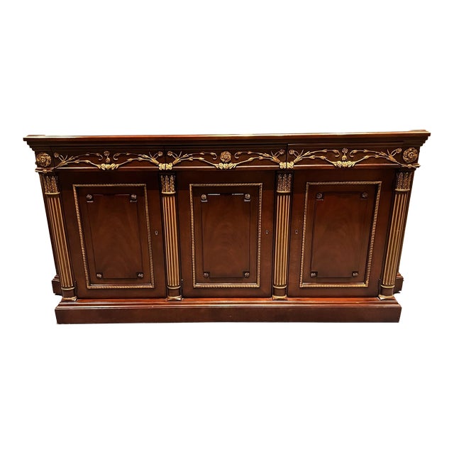 2000s e.j. Victor Regency-Style Mahogany Sideboard With Gilt Accents For Sale