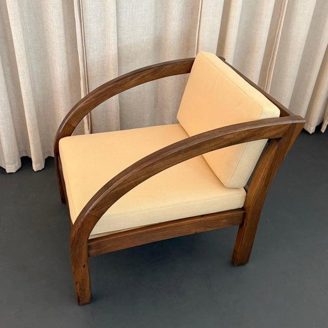 Wood 1930s Art Deco "D" Oak Armchair by Modernage Furniture After Paul Frankl For Sale - Image 7 of 9