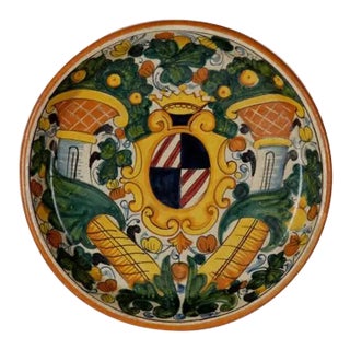 1990s Italian Hand-Painted Ceramic Platter - Coat of Arms II For Sale