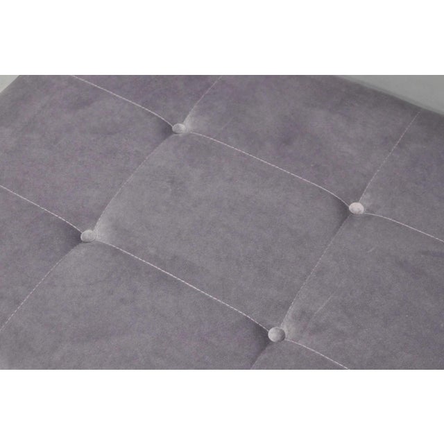 Early 21st Century Contemporary Modern Brushed Chrome Frame X-Form Purple Tufted Bench Ottoman For Sale - Image 5 of 13