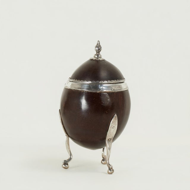English Antique Anglo Indian Coconut Shell Box on Legs For Sale - Image 3 of 12