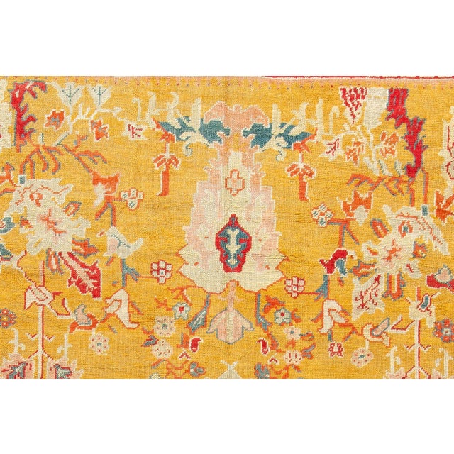 Antique Zabihi Collection Stunning Sunny Yellow Turkish Ghiordes Rug - 9'10" x 13'10" For Sale - Image 9 of 12
