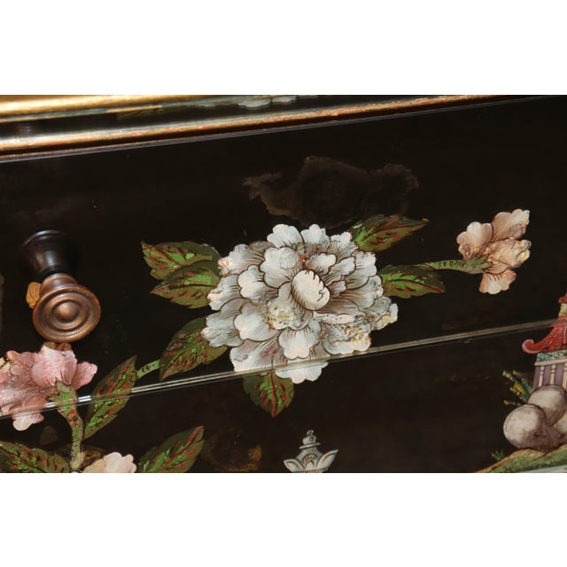 Wood Hollywood Regency Vere Eglomise Chinoiserie Style Commode For Sale - Image 7 of 17