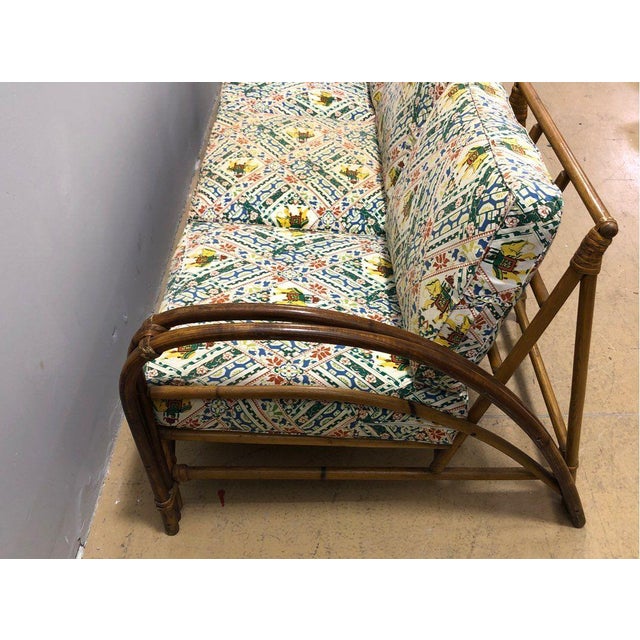 Late 20th Century Heywood Wakefield Bamboo Rattan Outdoor Sofa with