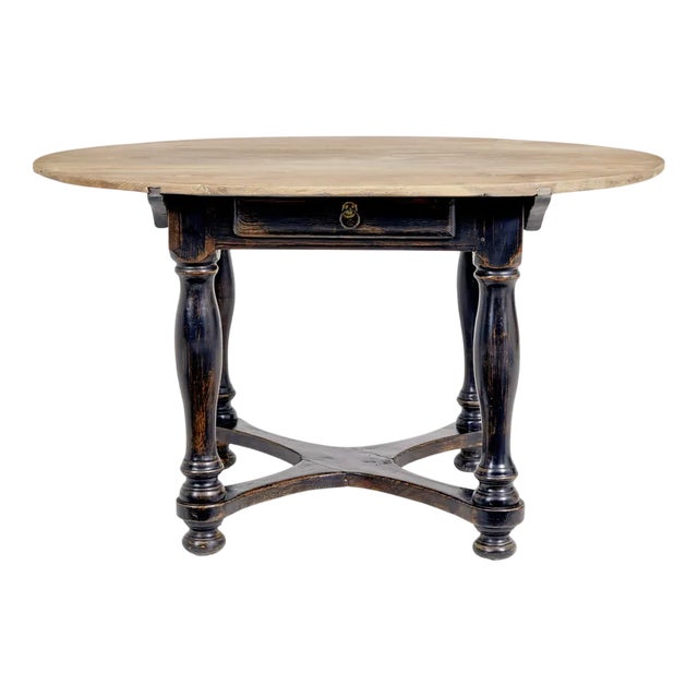 Mid 19th Century Rustic Painted Oak Occasional Table, 1860s For Sale