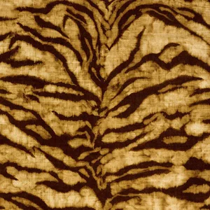 Schumacher Tigre Linen Print Fabric in Golden Brown