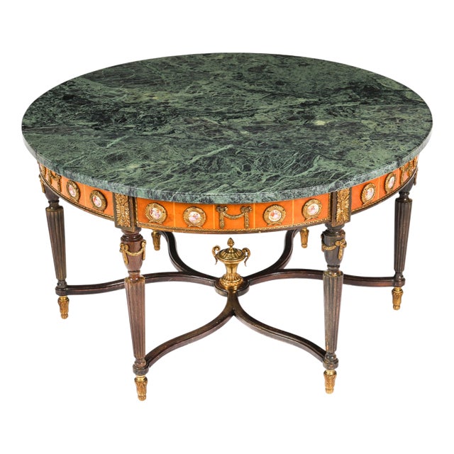 Vintage Ormolu Mounted Coffee Table with Marble Top in the style of H&L Epstein, 1950s For Sale