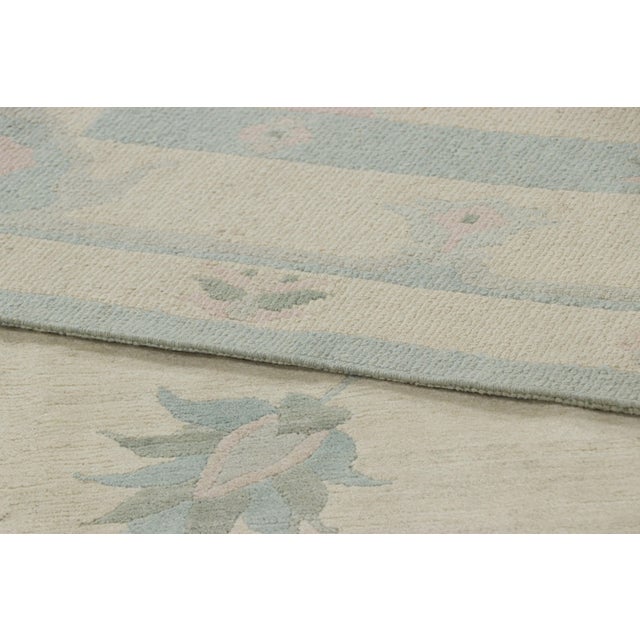 Textile Rug & Kilim’s Oushak Style Rug in Cream With Slate Blue Floral Patterns For Sale - Image 7 of 7