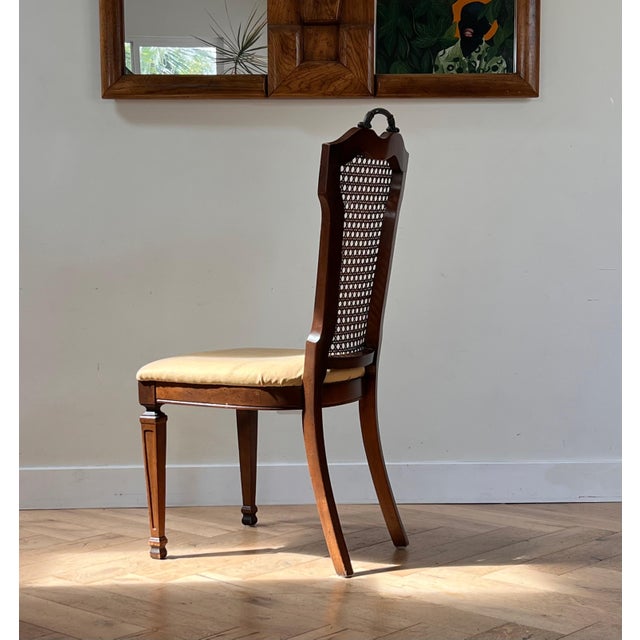 Cream Antique Carved Wood & Cane Dining Chair For Sale - Image 8 of 12