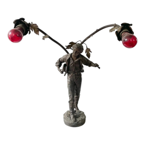 Vintage Art Nouveau Bronze Spelter Sculptured Table Lamp - Made in France
