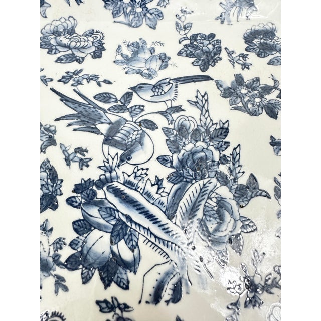 Late 20th Century Vintage Blue and White Chinoiserie Style Serving Platter For Sale - Image 5 of 6