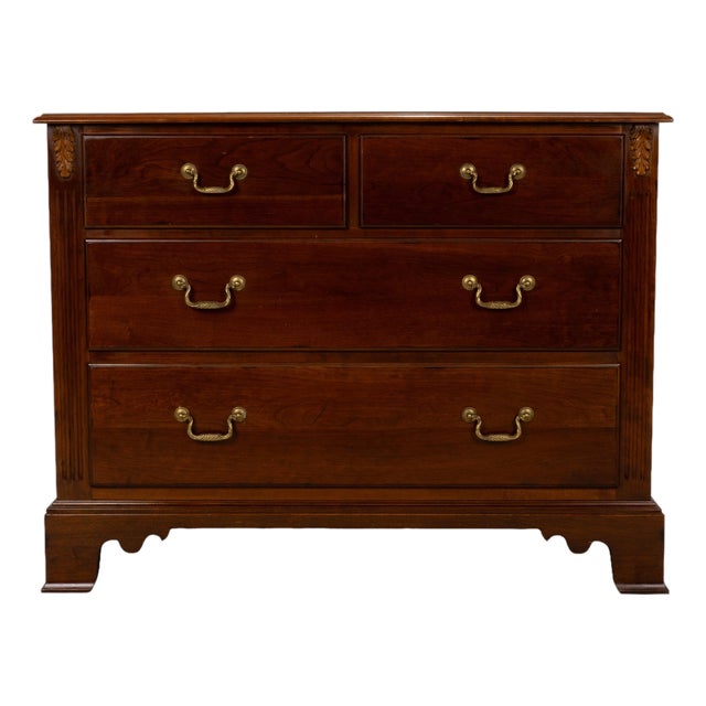 1990s Ethan Allen Regent’s Park Cherry Chest of Drawers Dresser W/ Brass Pulls For Sale