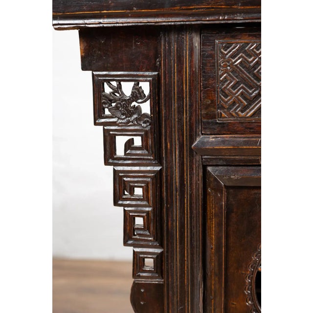 Chinese Ming Dynasty Style Butterfly Cabinet with Carved Spandrels and Doors For Sale - Image 10 of 13