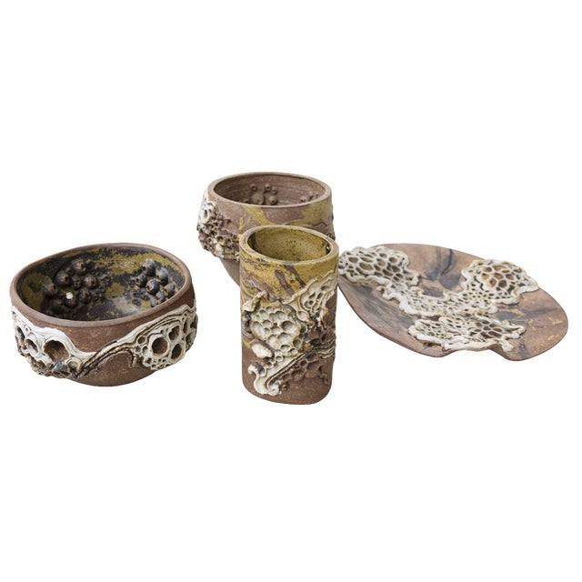 Danish Brutalist Studio Pottery Works by Bodil Marie Nielsen, Denmark, 1960s-1970s, Set of 4 For Sale - Image 14 of 14