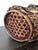 Large Antique Japanese Smoked Bamboo Basket Ikebana Mingei For Sale - Image 14 of 18