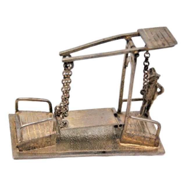 Silver Figure of Toll Collector and Drawbridge For Sale