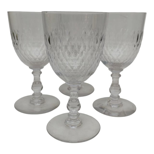 Large Crystal Glasses with Tortoiseshell Pattern from Baccarat, 1920s, Set of 4 For Sale