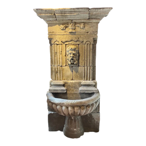 Fabulous 18th-19th Century French Carved Stone Fountain With Poseidon Bust