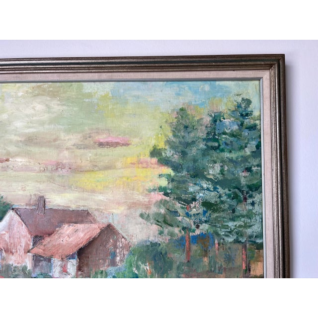 70's Vintage " Old House in Maine " Expressionist - Style Oil on Canvas Painting For Sale In Miami - Image 6 of 13