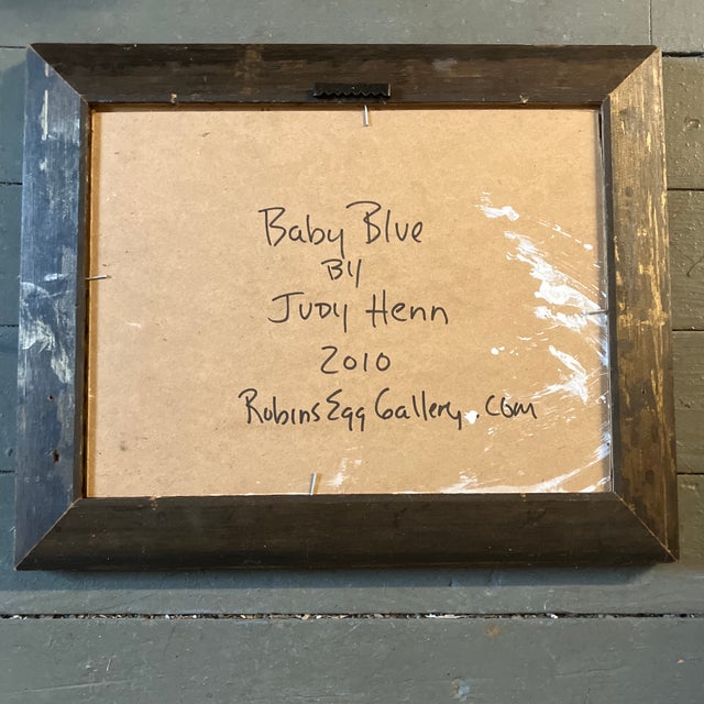 Contemporary Original Judy Henn Interior Painting “Baby Blue” Vintage Frame For Sale - Image 4 of 4