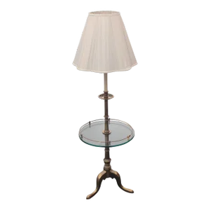 Mid 20th Century Stiffel French Provincial Solid Brass Tripod Cabriolet Leg Floor Lamp & Shade