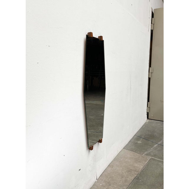 Brown Mid-Century Modern German Teak Wall Mirror, 1960s For Sale - Image 8 of 18