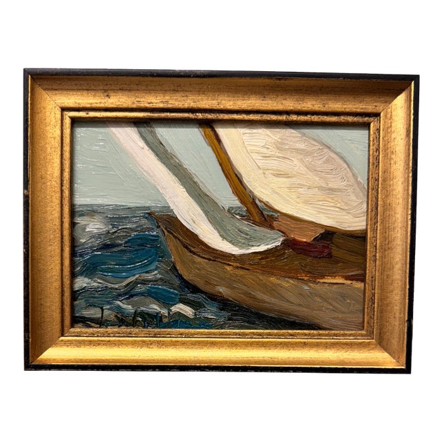 Oil on Canvas Sailboat For Sale