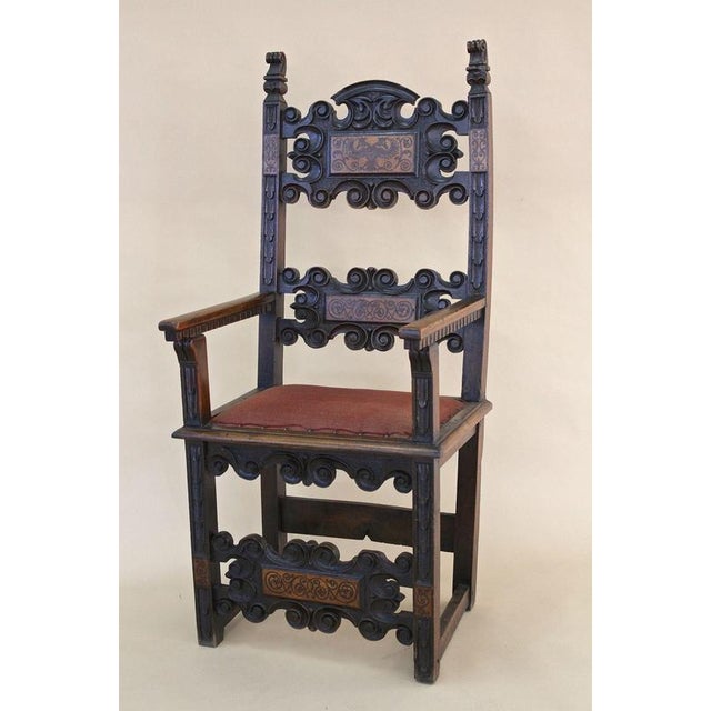 17th Century Renaissance Handcarved Nutwood Armchair, Austria For Sale - Image 17 of 18
