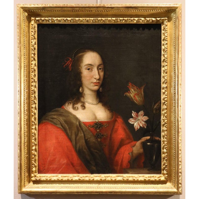 Willem Van Honthorst, Portrait of Louise Henriette of Orange, 1650, Oil on Canvas For Sale - Image 15 of 15