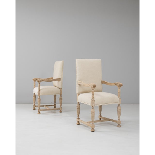 Brown 1900s French Oak Armchairs With Upholstered Cushions - A Pair For Sale - Image 8 of 18
