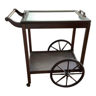 Vintage 1940s Wood Tea Cart with Removable Tray For Sale
