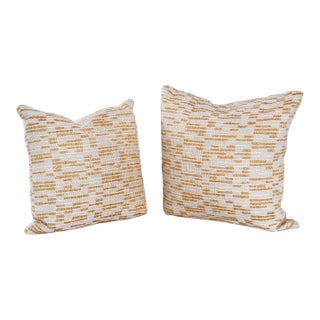 Bohemian Embroidered Gold Decorative Pillows, Set of 2 For Sale