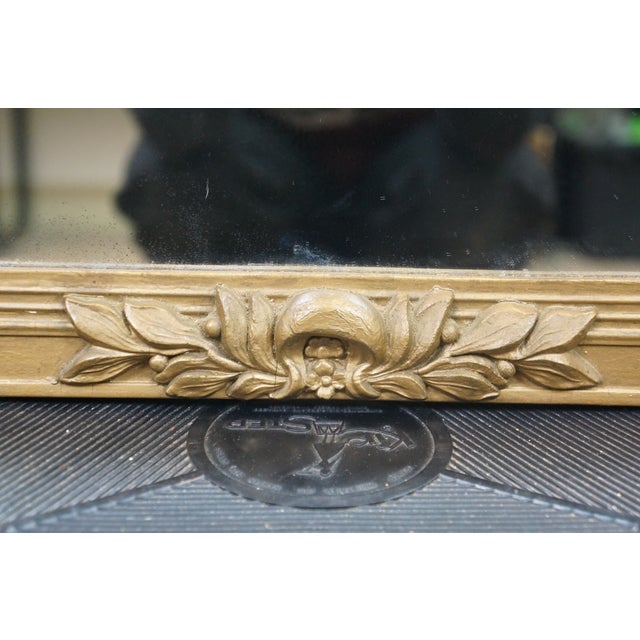 Antique French Louis XVI Neoclassical Laurel Wreath Gold Gesso Mirror 29" For Sale - Image 6 of 11