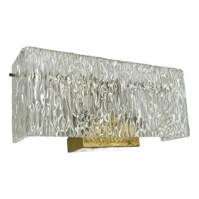 Large Vintage Hollywood Regency Ice Glass Wall Light by J.T. Kalmar, 1950s For Sale